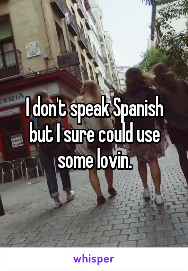 I don't speak Spanish but I sure could use some lovin.
