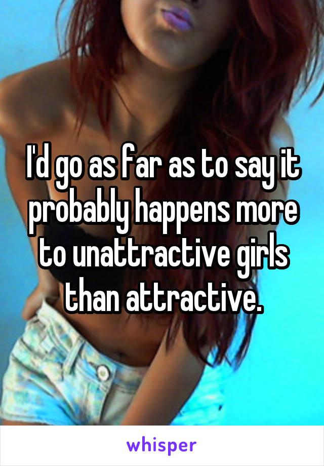 I'd go as far as to say it probably happens more to unattractive girls than attractive.