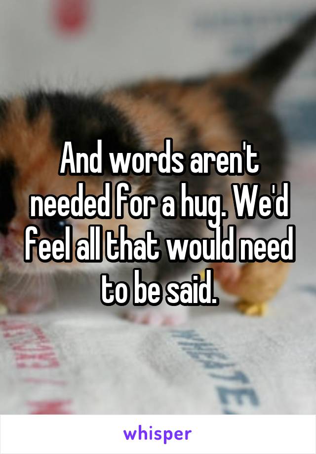 And words aren't needed for a hug. We'd feel all that would need to be said.