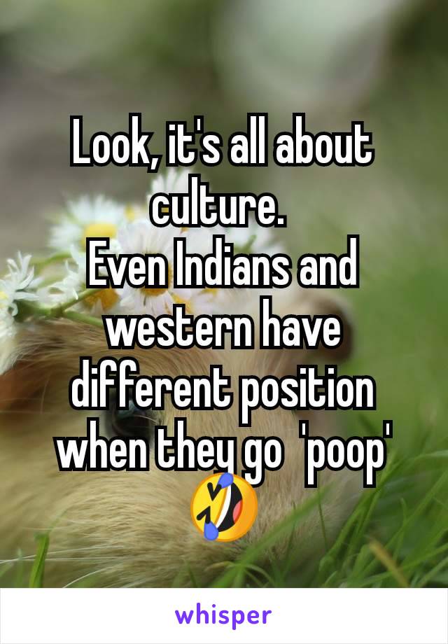 Look, it's all about culture. 
Even Indians and western have different position when they go  'poop' 🤣