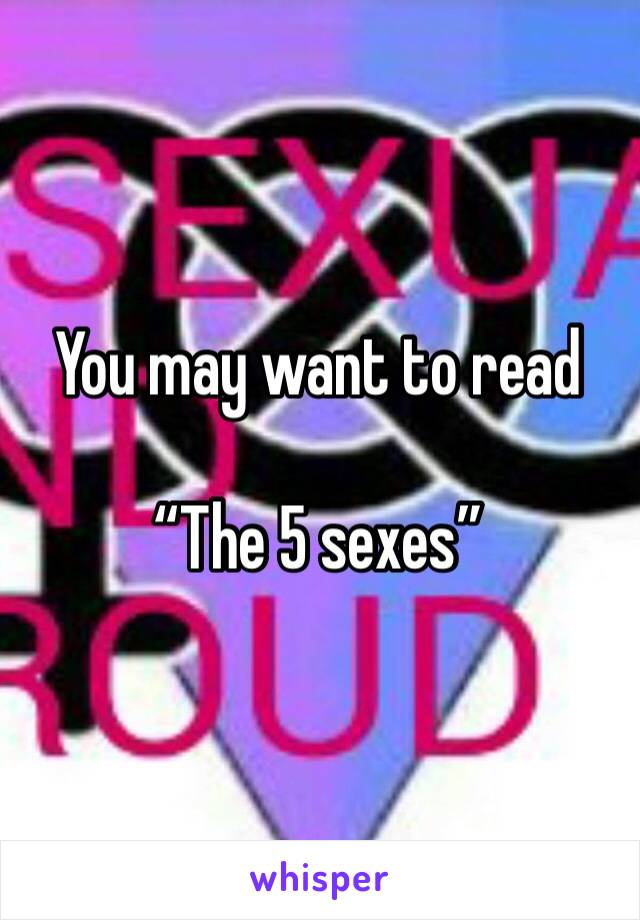 You may want to read

“The 5 sexes”