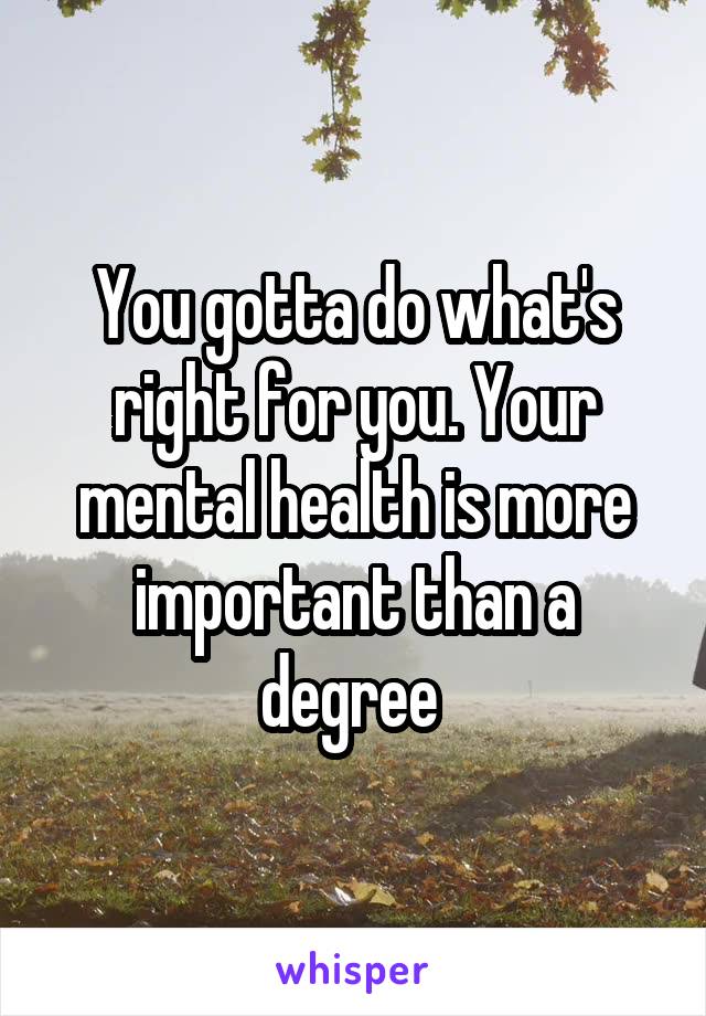 You gotta do what's right for you. Your mental health is more important than a degree 