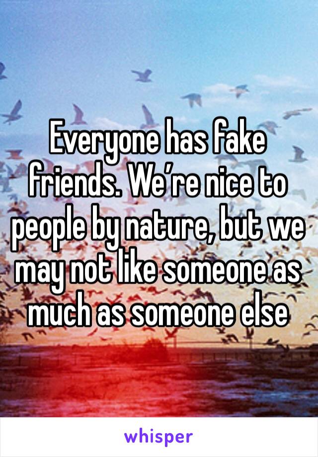 Everyone has fake friends. We’re nice to people by nature, but we may not like someone as much as someone else 