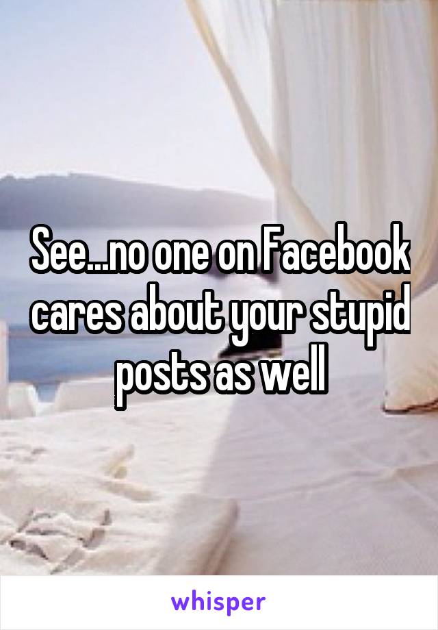 See...no one on Facebook cares about your stupid posts as well