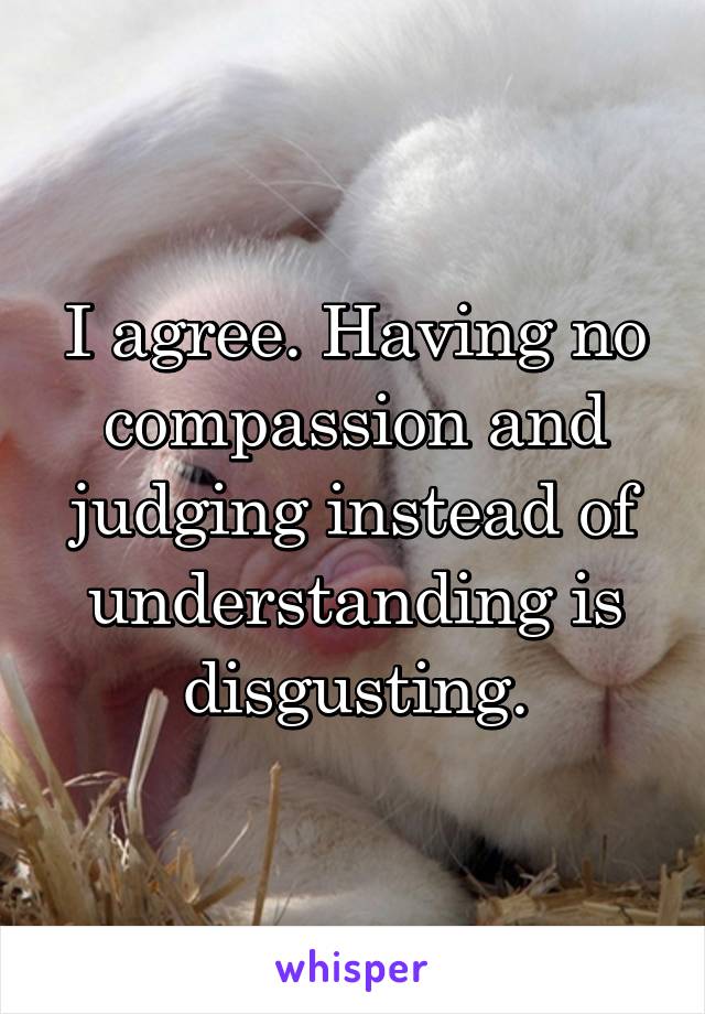 I agree. Having no compassion and judging instead of understanding is disgusting.