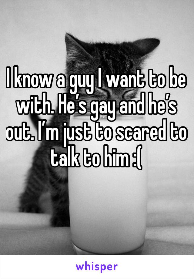 I know a guy I want to be with. He’s gay and he’s out. I’m just to scared to talk to him :( 