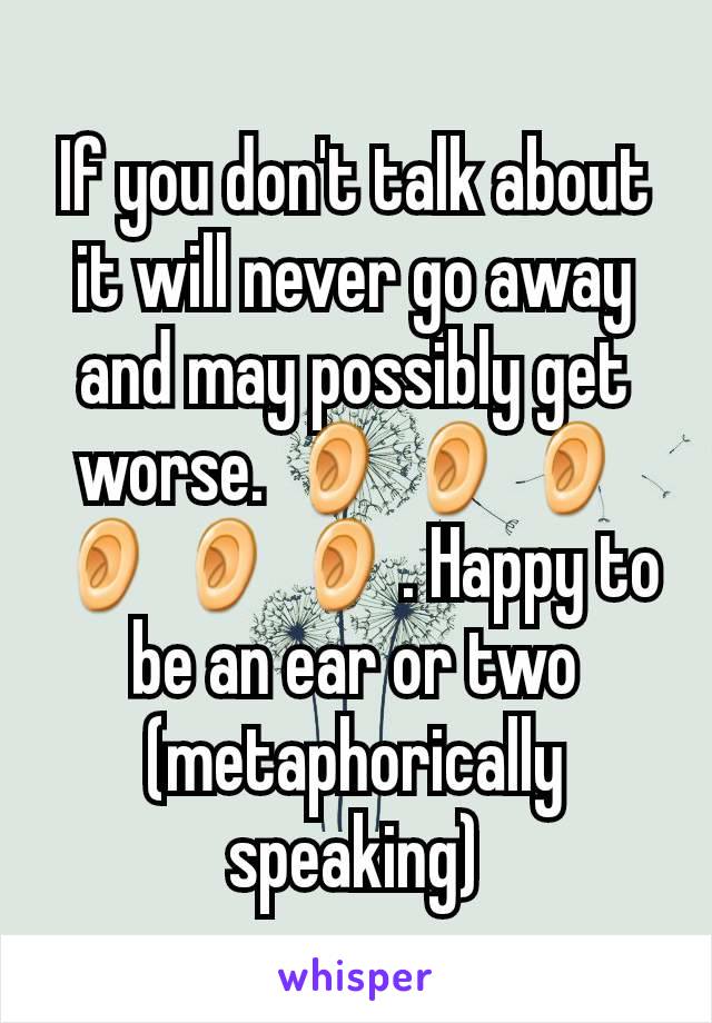 If you don't talk about it will never go away and may possibly get worse. 👂👂👂👂👂👂. Happy to be an ear or two (metaphorically speaking)