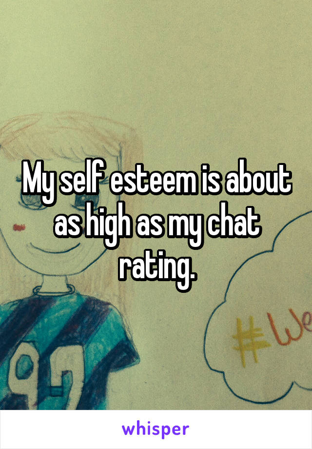 My self esteem is about as high as my chat rating.