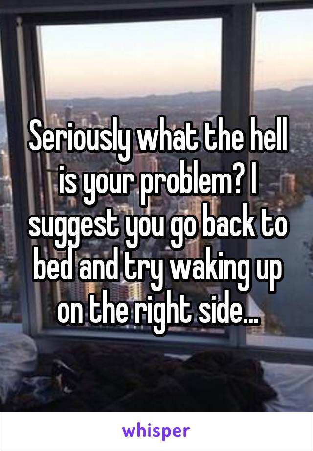 Seriously what the hell is your problem? I suggest you go back to bed and try waking up on the right side...