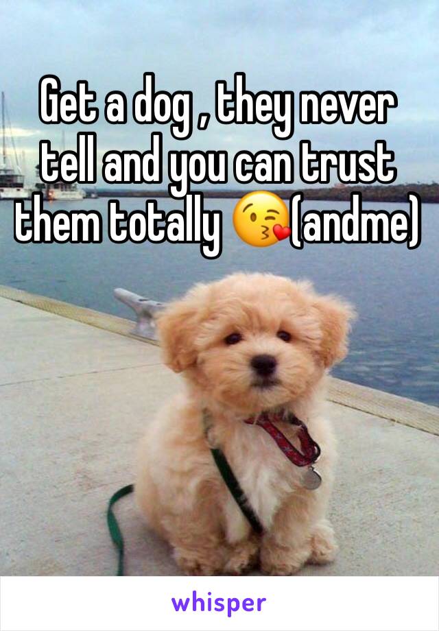 Get a dog , they never tell and you can trust them totally 😘(andme)