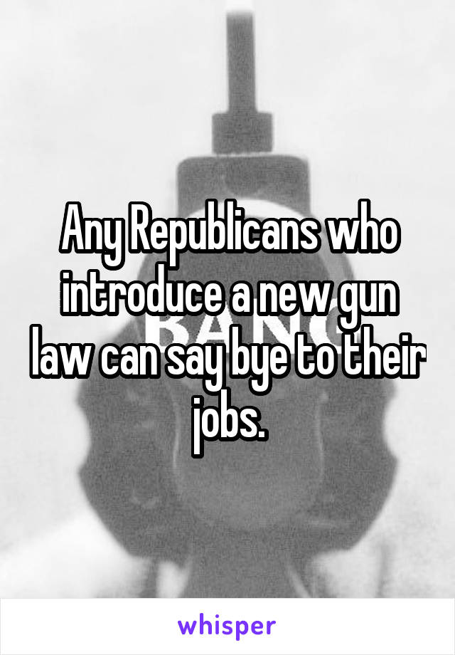 Any Republicans who introduce a new gun law can say bye to their jobs.
