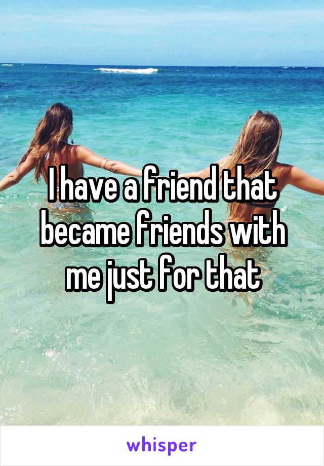 I have a friend that became friends with me just for that