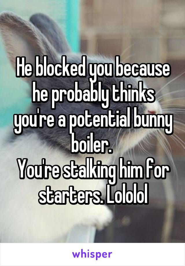 He blocked you because he probably thinks you're a potential bunny boiler. 
You're stalking him for starters. Lololol