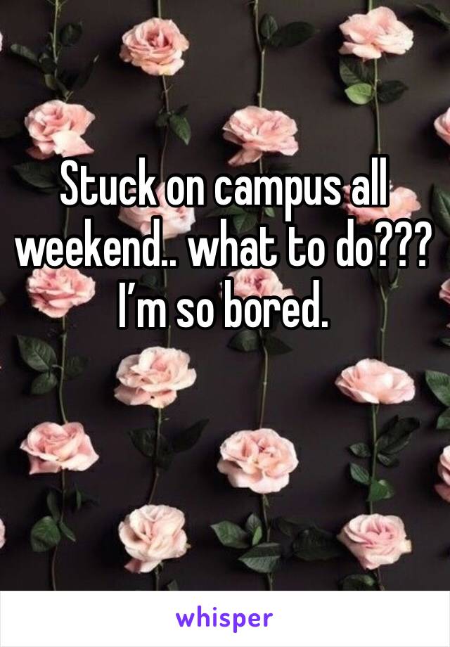 Stuck on campus all weekend.. what to do??? I’m so bored. 