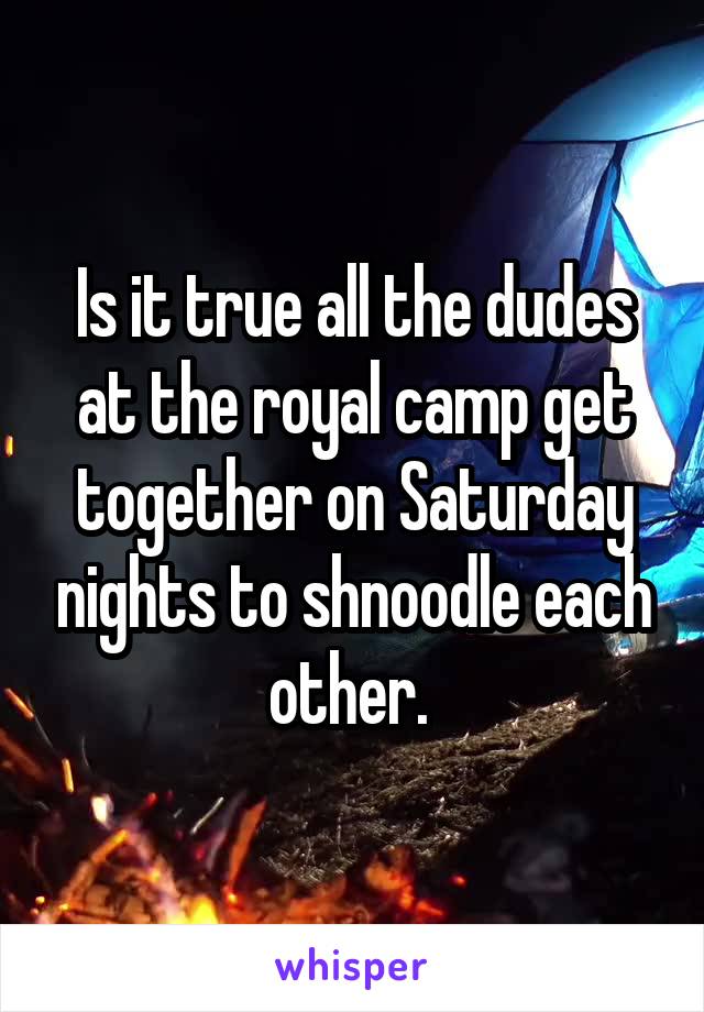 Is it true all the dudes at the royal camp get together on Saturday nights to shnoodle each other. 