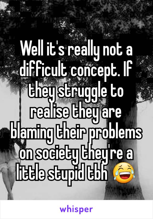 Well it's really not a difficult concept. If they struggle to realise they are blaming their problems on society they're a little stupid tbh 😂