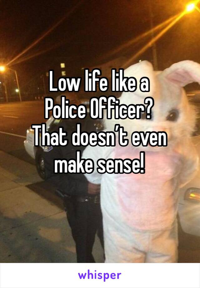 Low life like a Police Officer? 
That doesn’t even make sense! 