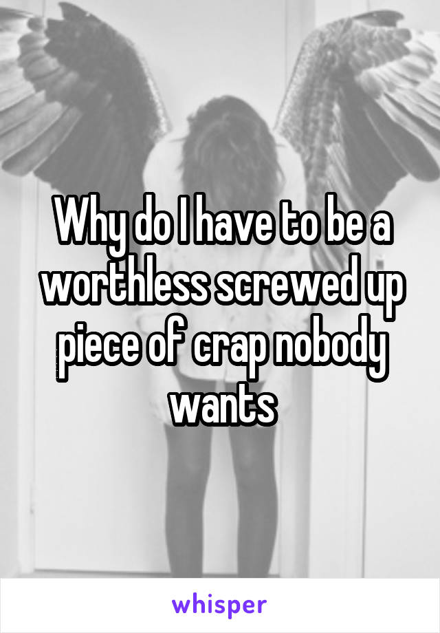 Why do I have to be a worthless screwed up piece of crap nobody wants