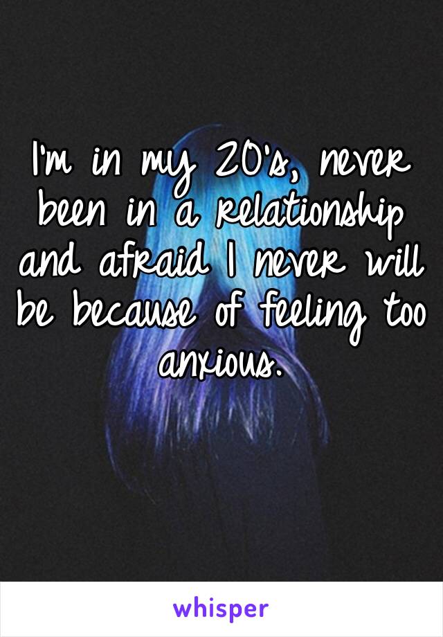 I’m in my 20’s, never been in a relationship and afraid I never will be because of feeling too anxious.