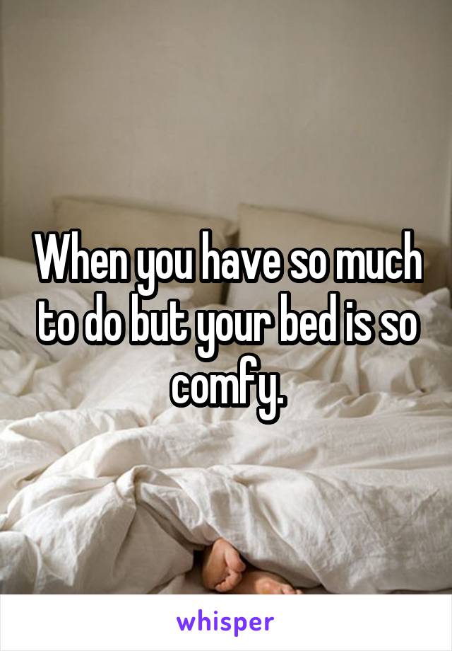 When you have so much to do but your bed is so comfy.