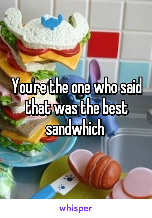 You're the one who said that was the best sandwhich 