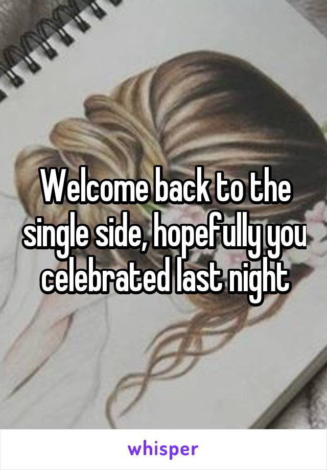 Welcome back to the single side, hopefully you celebrated last night