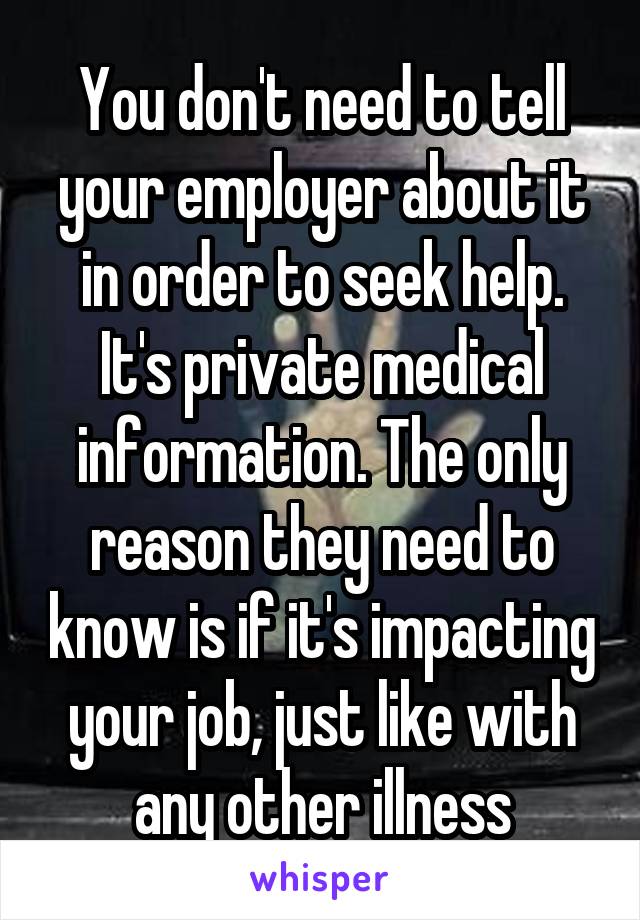 You don't need to tell your employer about it in order to seek help.
It's private medical information. The only reason they need to know is if it's impacting your job, just like with any other illness