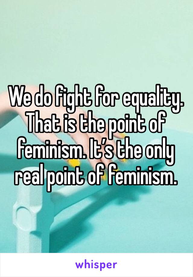 We do fight for equality. That is the point of feminism. It’s the only real point of feminism. 