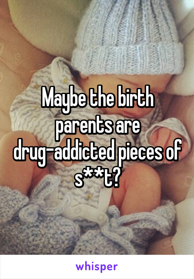 Maybe the birth parents are drug-addicted pieces of s**t?
