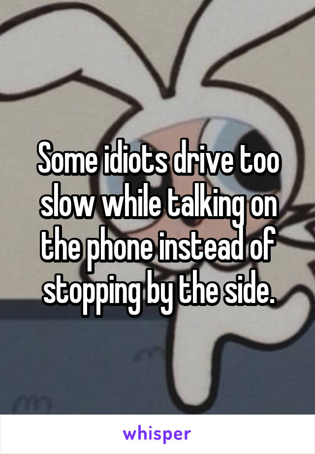 Some idiots drive too slow while talking on the phone instead of stopping by the side.