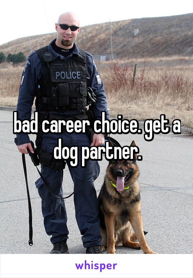 bad career choice. get a dog partner.