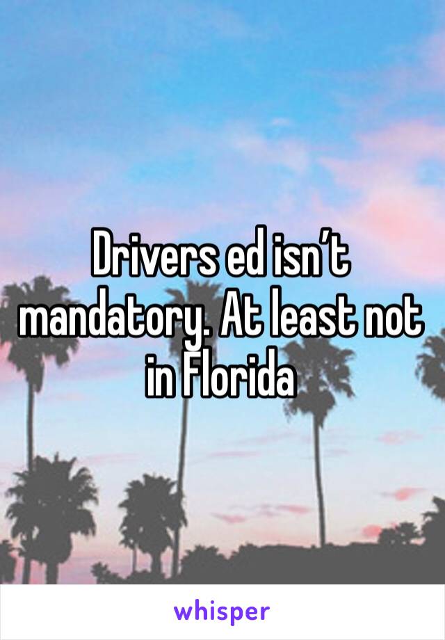 Drivers ed isn’t mandatory. At least not in Florida 