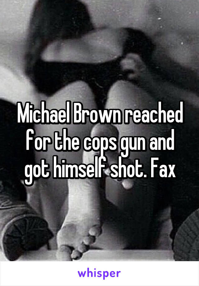 Michael Brown reached for the cops gun and got himself shot. Fax