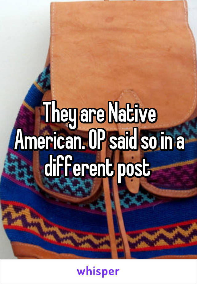 They are Native American. OP said so in a different post 