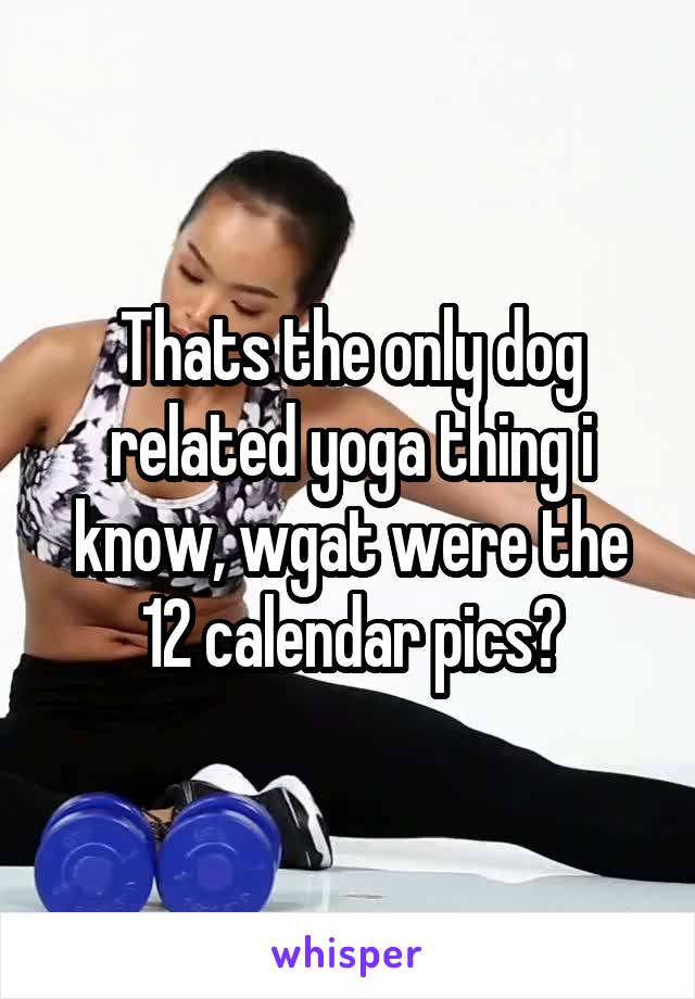 Thats the only dog related yoga thing i know, wgat were the 12 calendar pics?