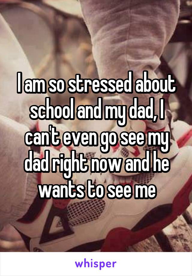 I am so stressed about school and my dad, I can't even go see my dad right now and he wants to see me