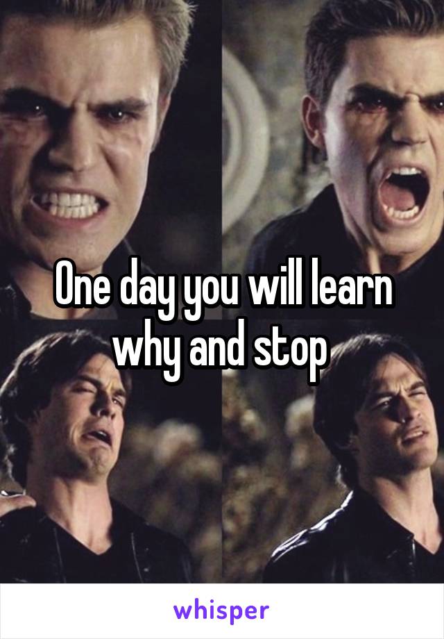 One day you will learn why and stop 