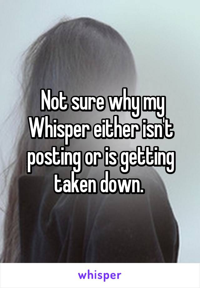  Not sure why my Whisper either isn't posting or is getting taken down. 