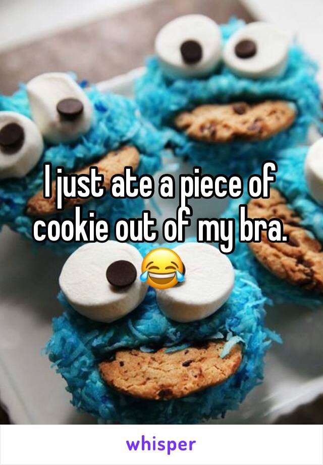 I just ate a piece of cookie out of my bra. 😂 