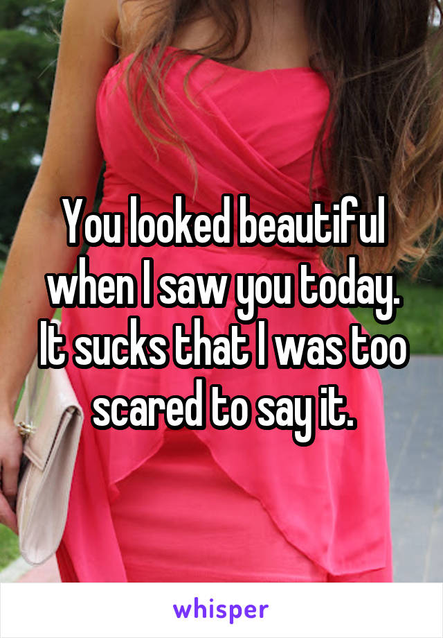 You looked beautiful when I saw you today. It sucks that I was too scared to say it.