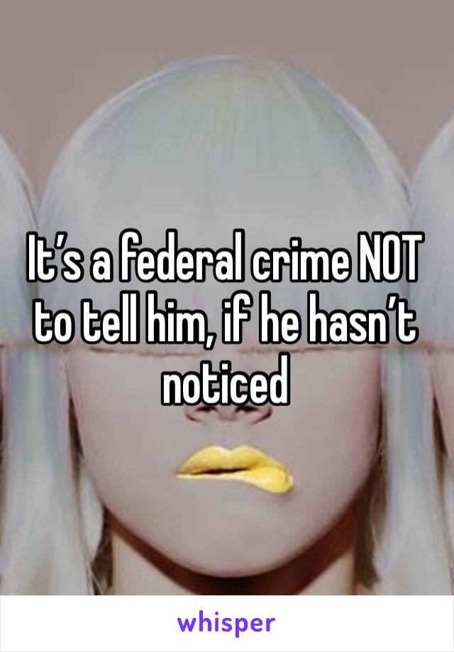 It’s a federal crime NOT to tell him, if he hasn’t noticed 