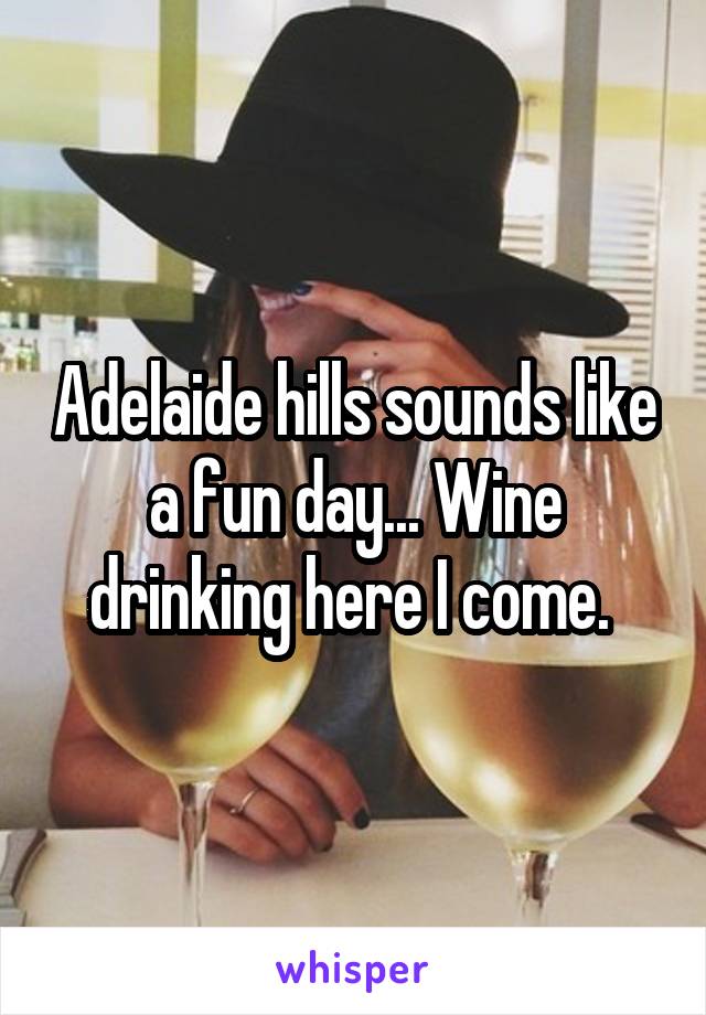 Adelaide hills sounds like a fun day... Wine drinking here I come. 
