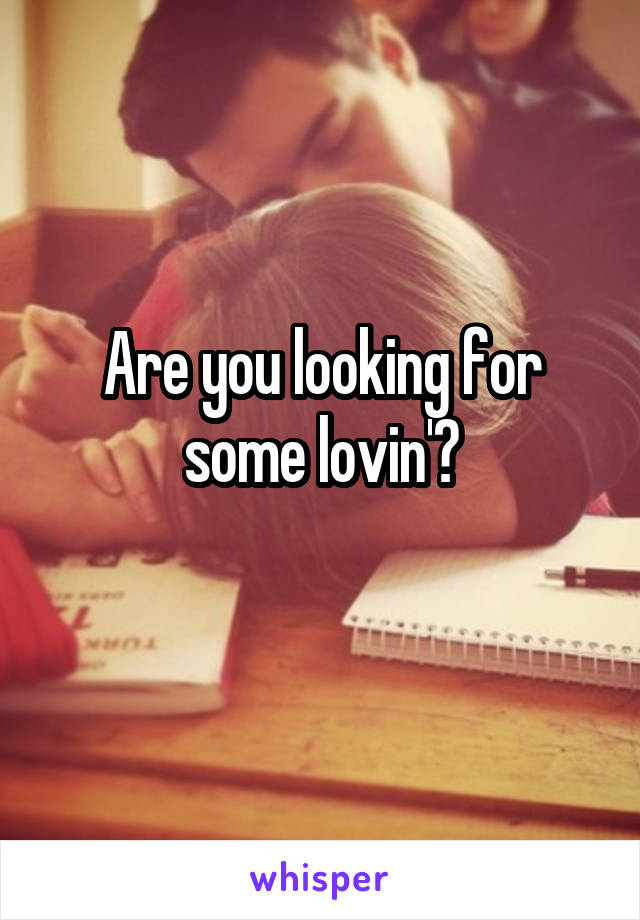 Are you looking for some lovin'?
