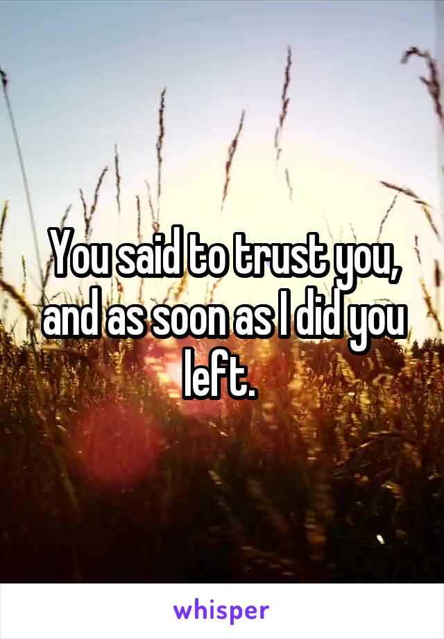 You said to trust you, and as soon as I did you left. 