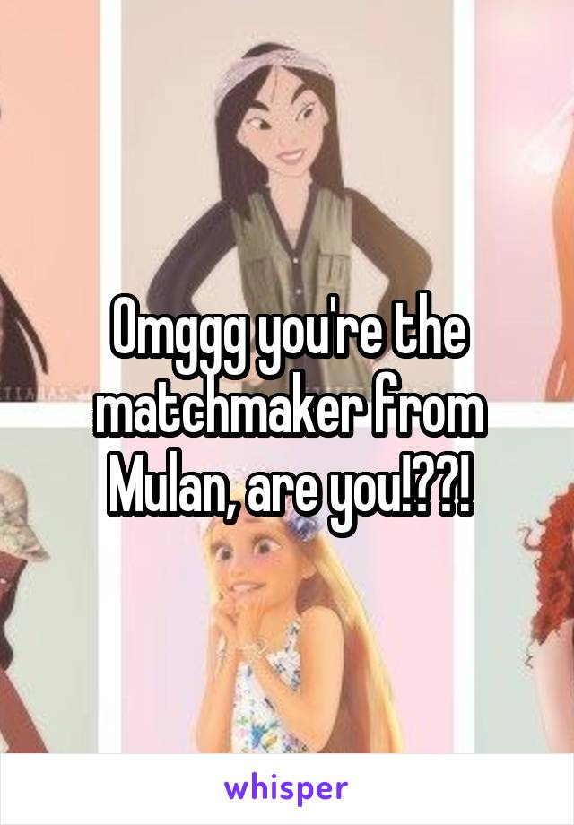 Omggg you're the matchmaker from Mulan, are you!??!