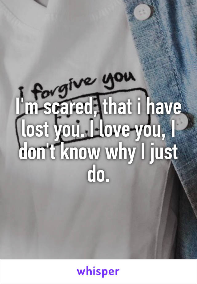 I'm scared, that i have lost you. I love you, I don't know why I just do.