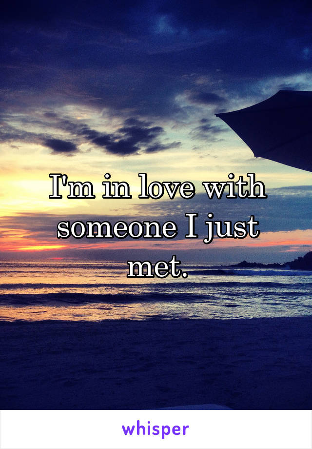I'm in love with someone I just met.