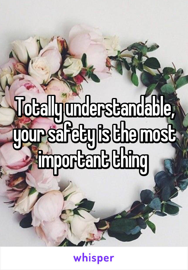 Totally understandable, your safety is the most important thing 