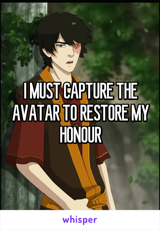I MUST CAPTURE THE AVATAR TO RESTORE MY HONOUR