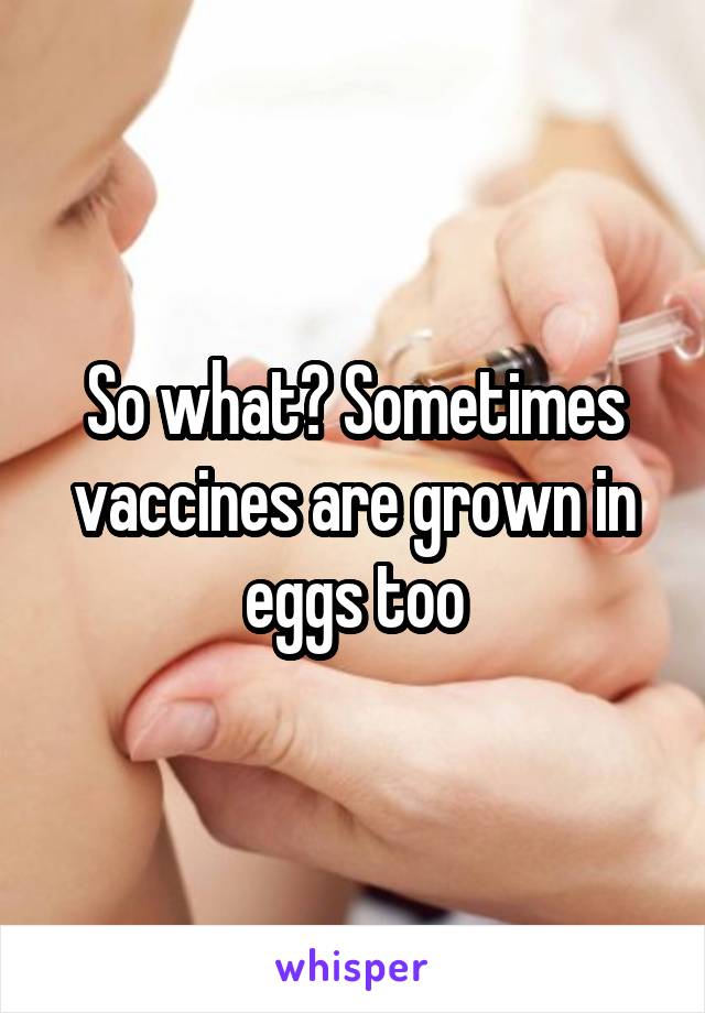 So what? Sometimes vaccines are grown in eggs too